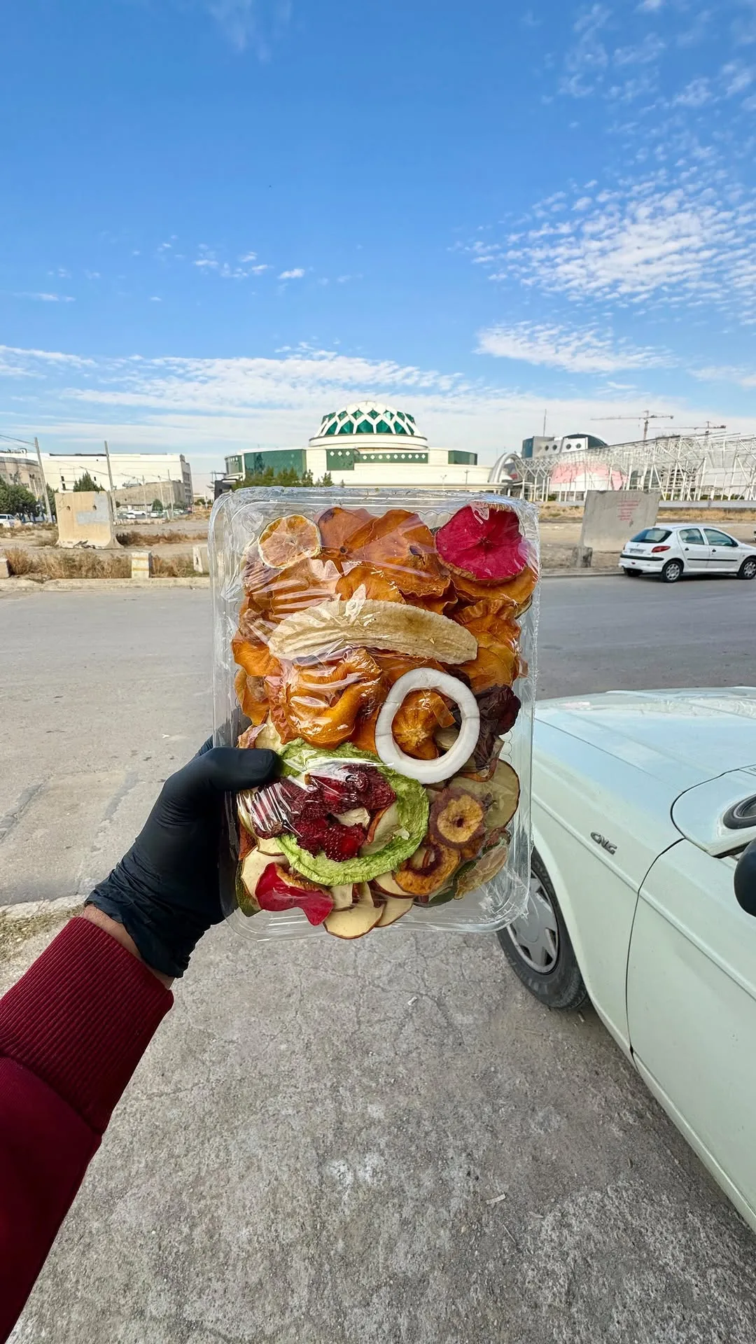 مخلوط میوه خشک، رنگ زرد، قرمز، سبز و نارنجی، اسلایس شده