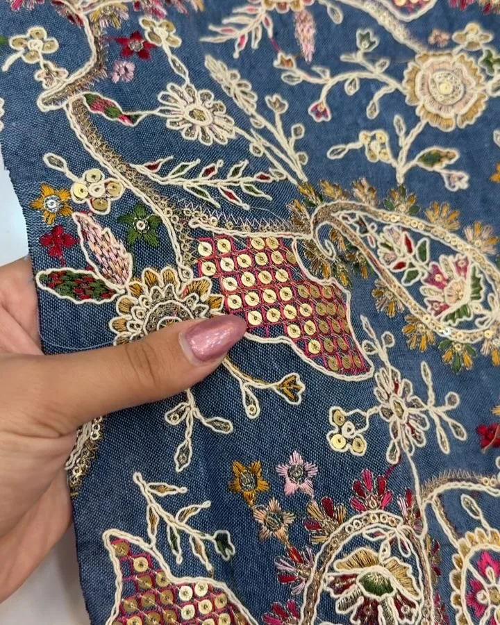 پارچه جین لینن قیطون دوزی