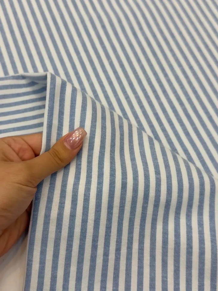 پارچه لینن راه راه، رنگ صورتی، کرم و آبی، پارچه متری