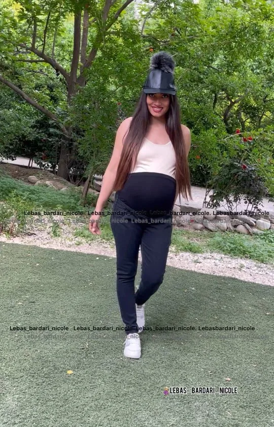 شلوار جین بارداری، رنگ مشکی و سفید، زنانه