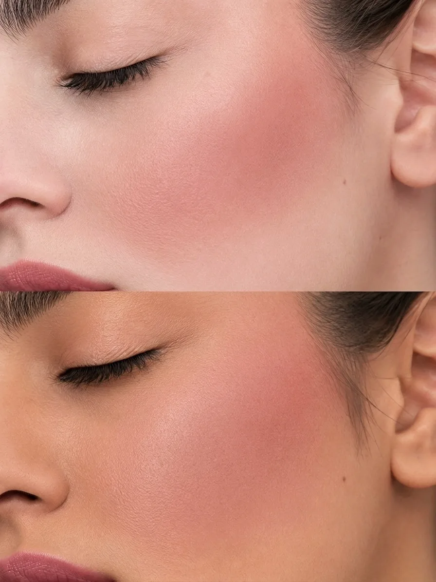 رژگونه پودری شماره ۳۰۵ لگراند، رنگ صورتی و هلویی، مایع مات
