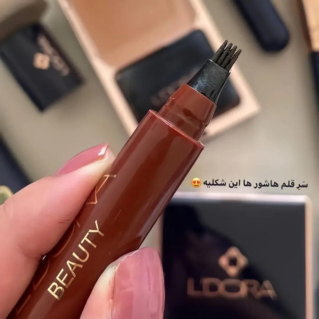 قلم هاشور ابرو لدورا، رنگ قهوه‌ای، قلمی، نوک چندشاخه