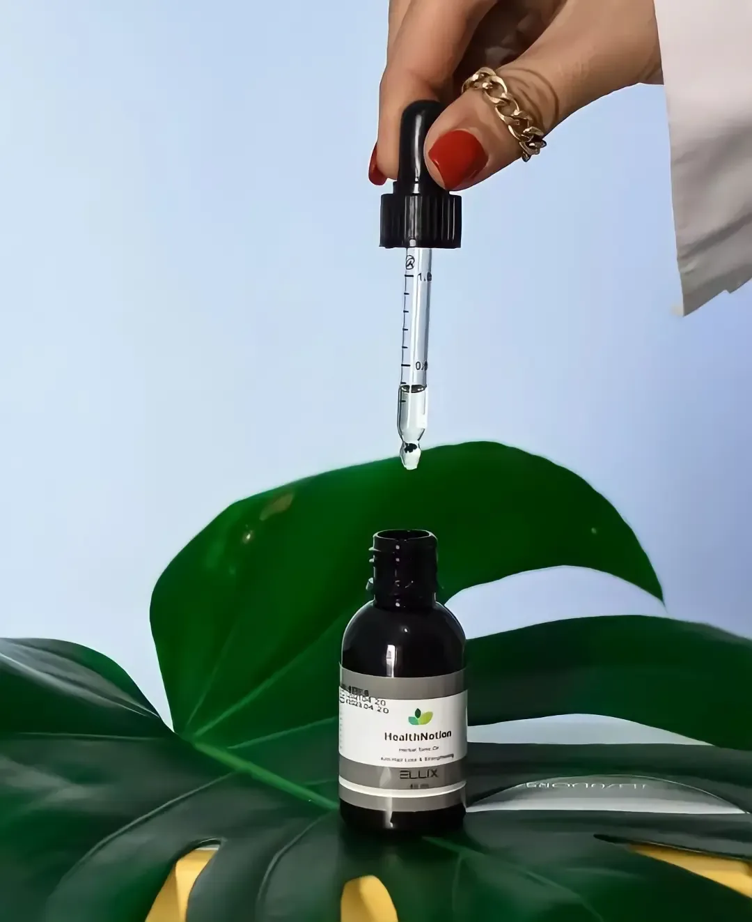 ماسک مو هلث نوشن، رنگ مشکی و سفید، جنس شیشه و پلاستیک، بطری قطره‌چکان