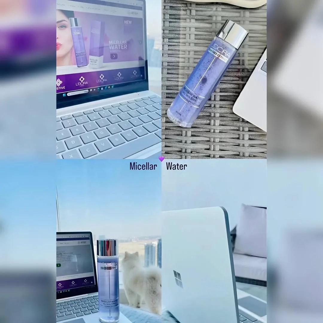 میسلار واتر، رنگ بنفش و سفید، جنس پلاستیک، بطری پمپی