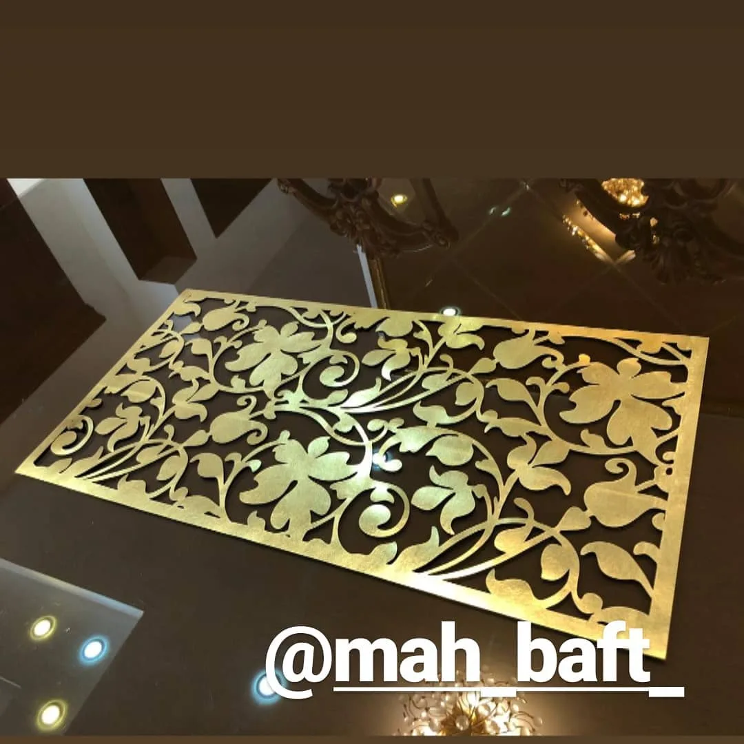 رانر چرم طرح دلبر جان، رنگ طلایی، طرح گلدار، مستطیلی، برش لیزری