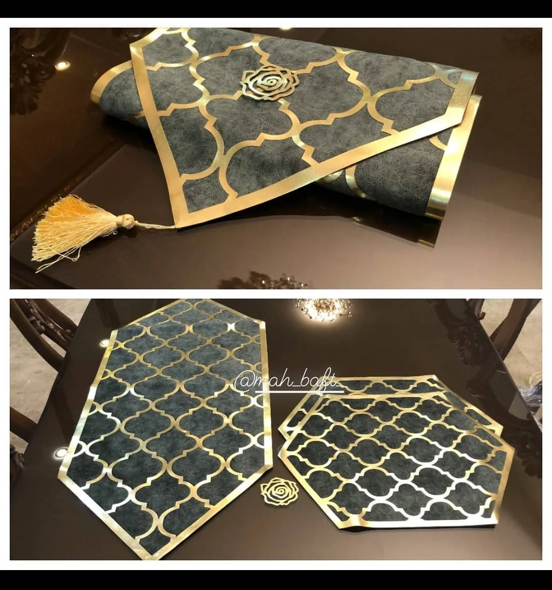 ست رانر طرح لوزی یشمی