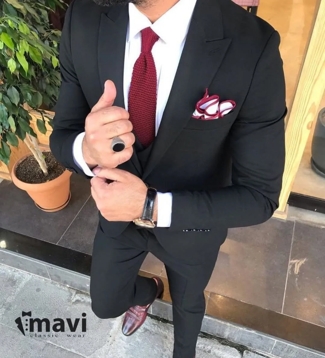 ست کت و شلوار مردانه، رنگ مشکی، کت تک، شلوار جذب