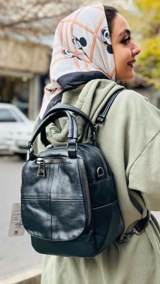 کیف سه‌کاره‌ی کوله‌شو چرمی ضدآب دنیز جنوا، رنگ مشکی، دوشی، کوچک