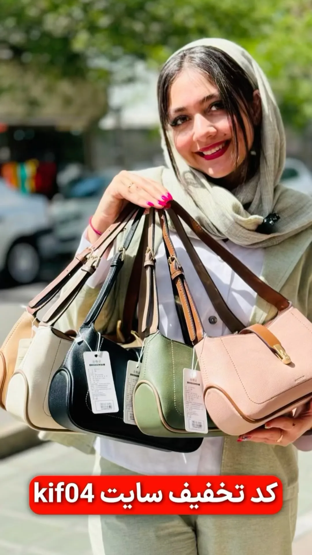کیف دوشی چرم مصنوعی PRETTYZYS، رنگ کرم، سفید، مشکی، سبز و صورتی، مدل دستی