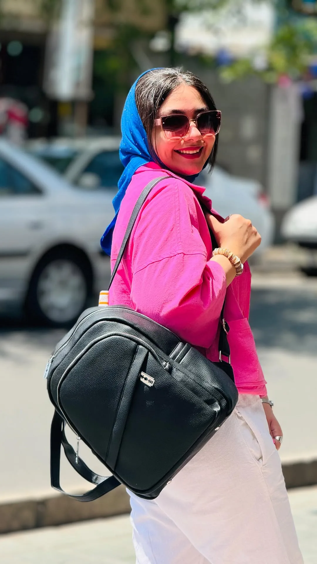 مینی کوله چرم صنعتی حاصل، رنگ مشکی، کوله‌پشتی کوچک، دوشی