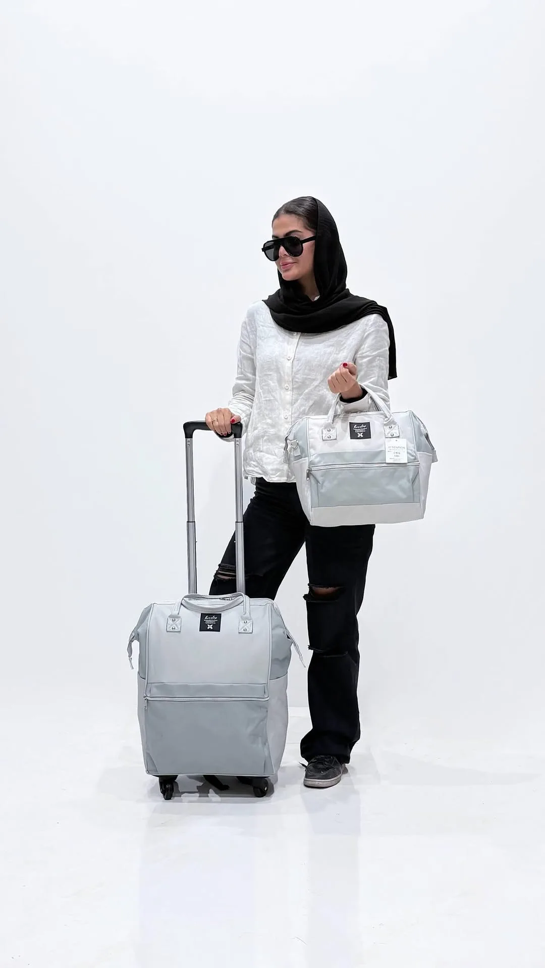 ست کیف مسافرتی، رنگ خاکستری، ساک مسافرتی چرخدار و دستی