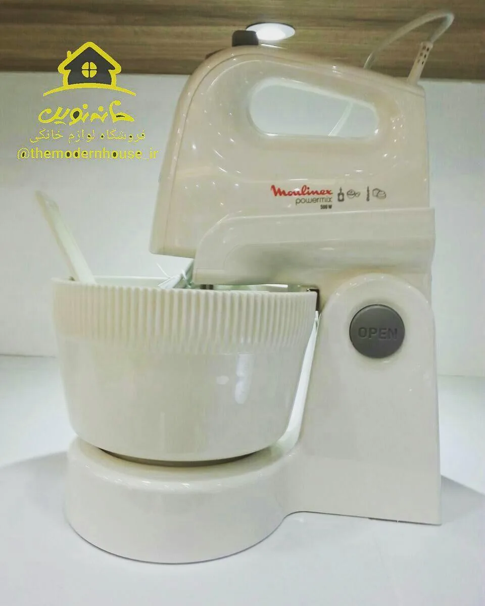 همزن کاسهدار HM615 مولینکس، رنگ کرم، جنس پلاستیک، همزن ایستاده