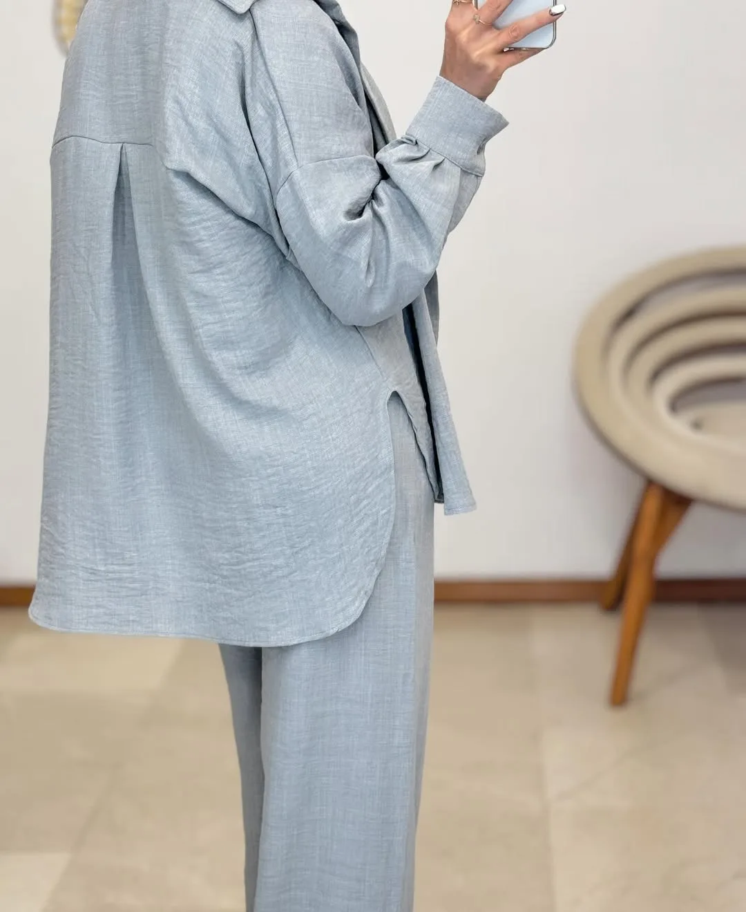 ست کرسپو کد ۲۰۵۳۸ — رنگ طوسی — نمای کنار — دکمه — عکس ۶