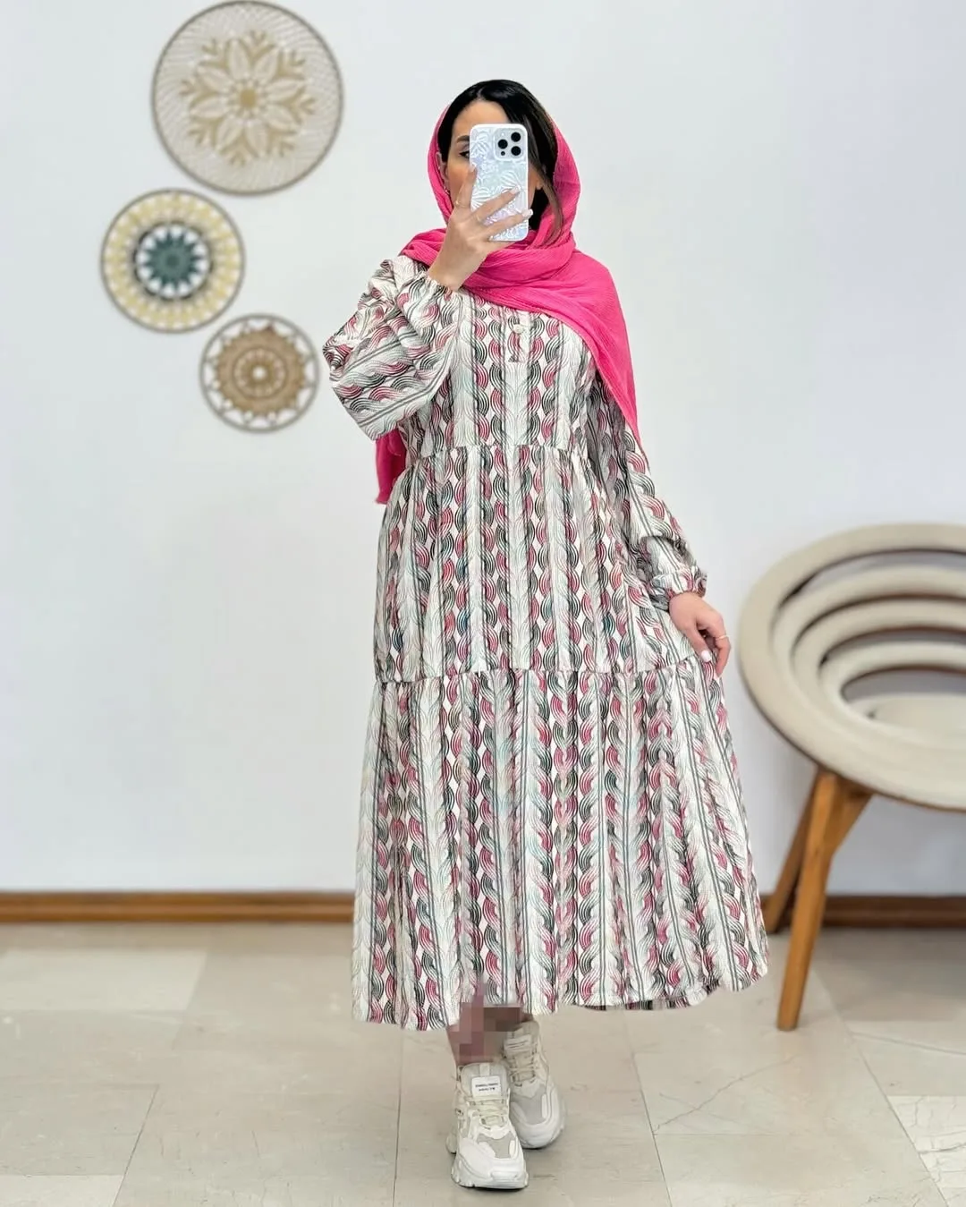 پیراهن طرح گیس بافت لینن