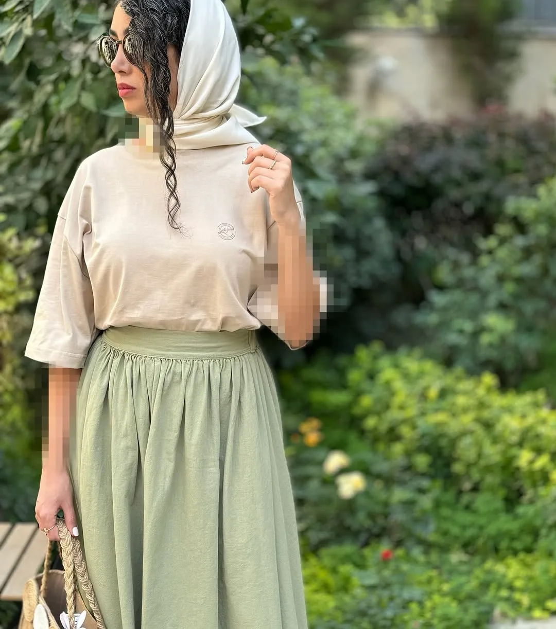 دامن طرح زارا — رنگ سبز — نمای کامل — قد ۹۰ — عکس ۳