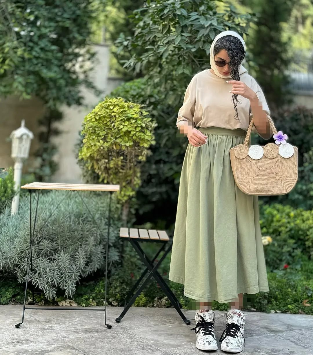دامن طرح زارا — رنگ سبز — نمای کامل — قد ۹۰ — عکس ۴