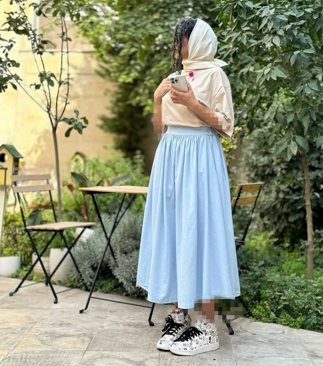 دامن طرح زارا — رنگ آبی — نمای کامل — قد ۹۰ — عکس ۵