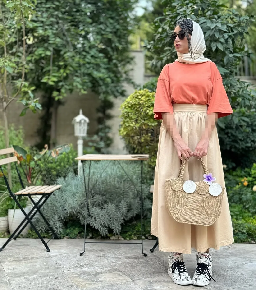 دامن طرح زارا — رنگ بژ — نمای کامل — قد ۹۰ — عکس ۶