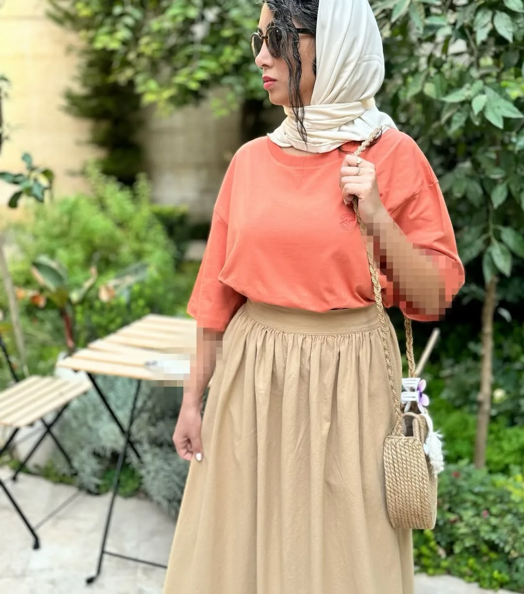 دامن طرح زارا — رنگ خاکی — نمای کامل — قد ۹۰ — عکس ۹
