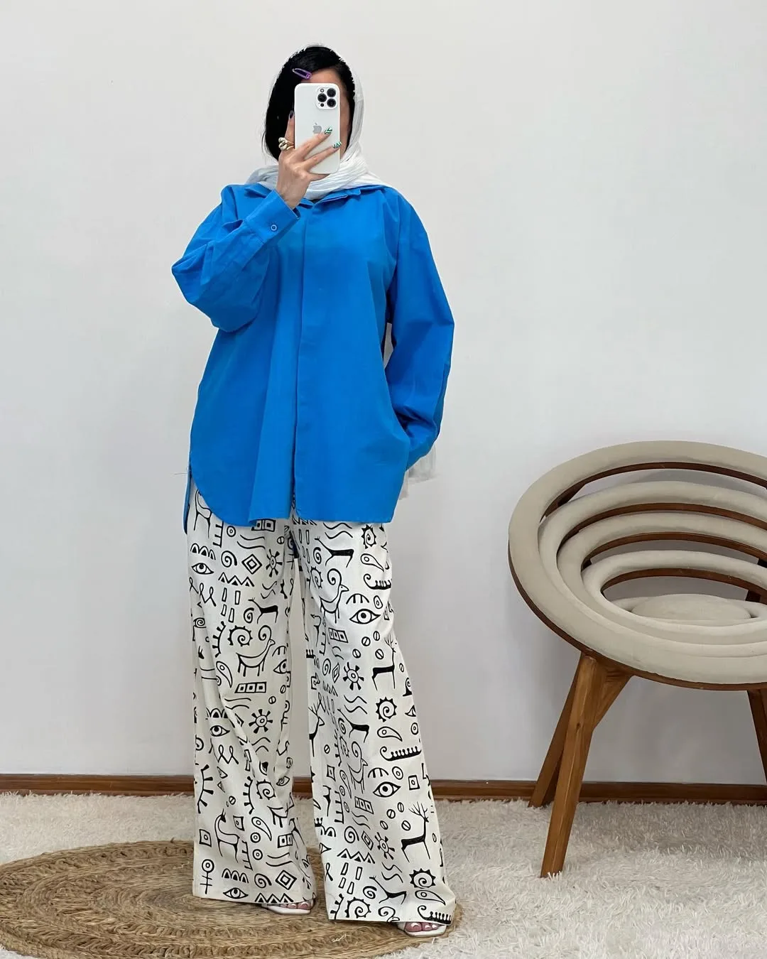 شلوار بگ طرحدار لینن کد ۲۰۱۷