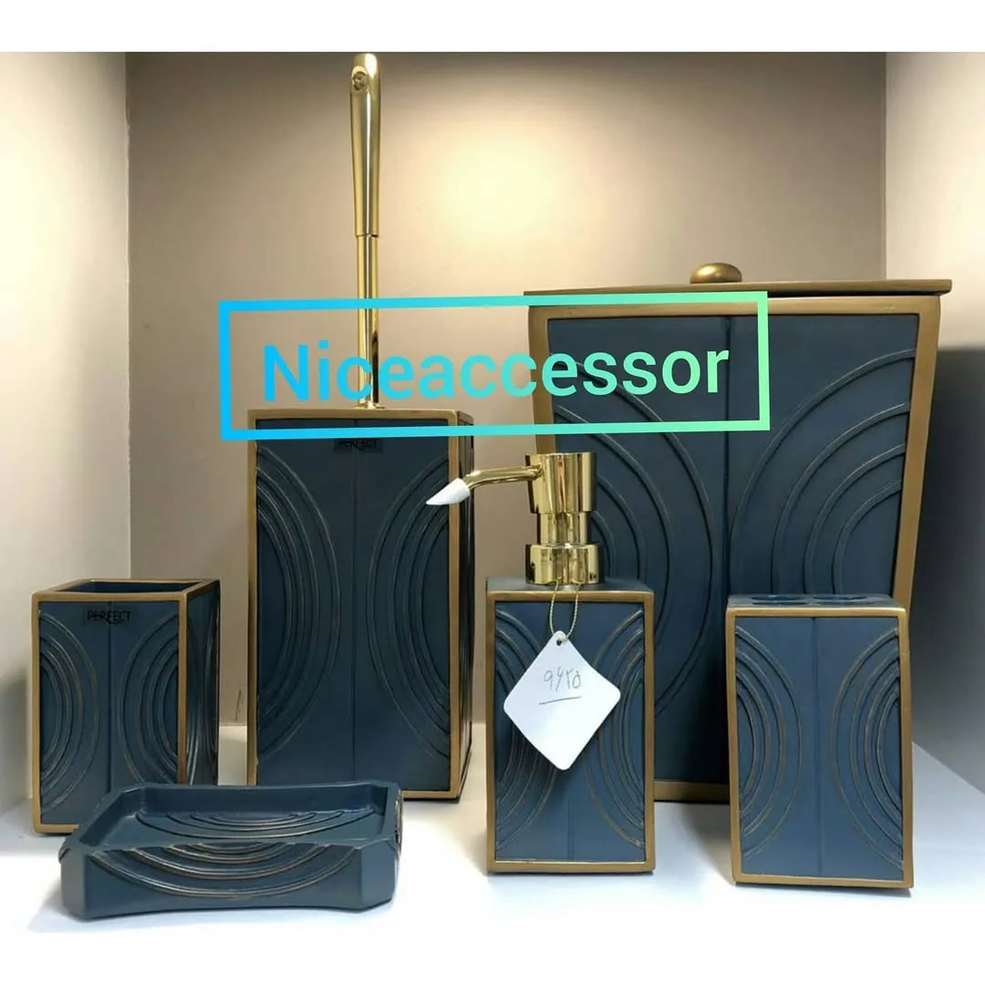 ست اکسسوری حمام کانتراست (سطل، برس، جامسواکی)