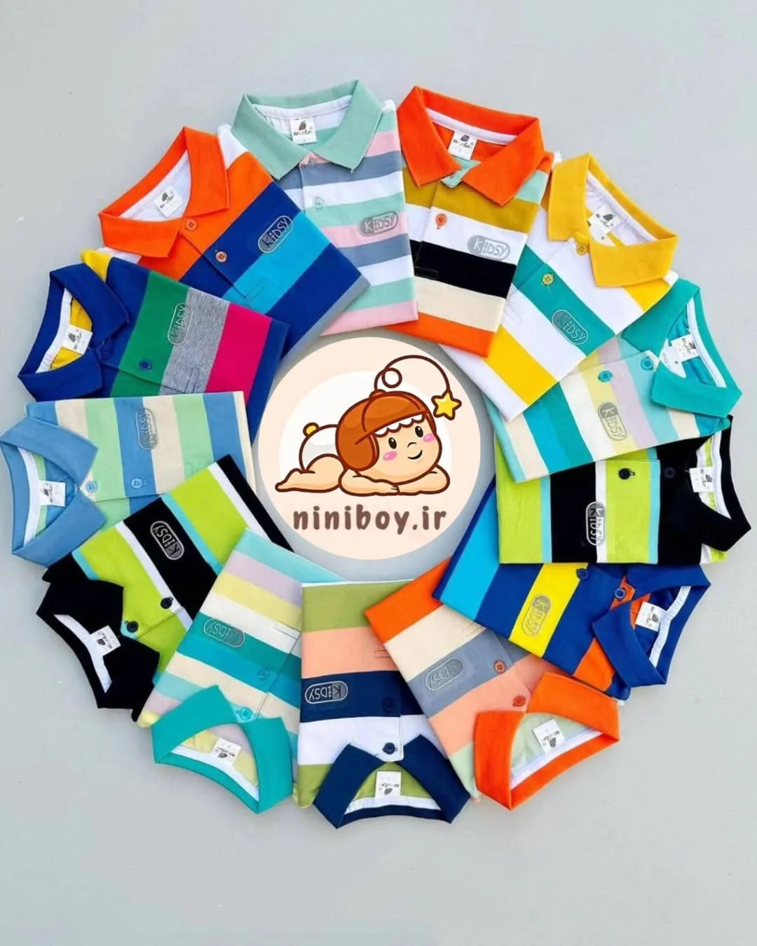 تیشرت یقه‌دار رینگری بچگانه