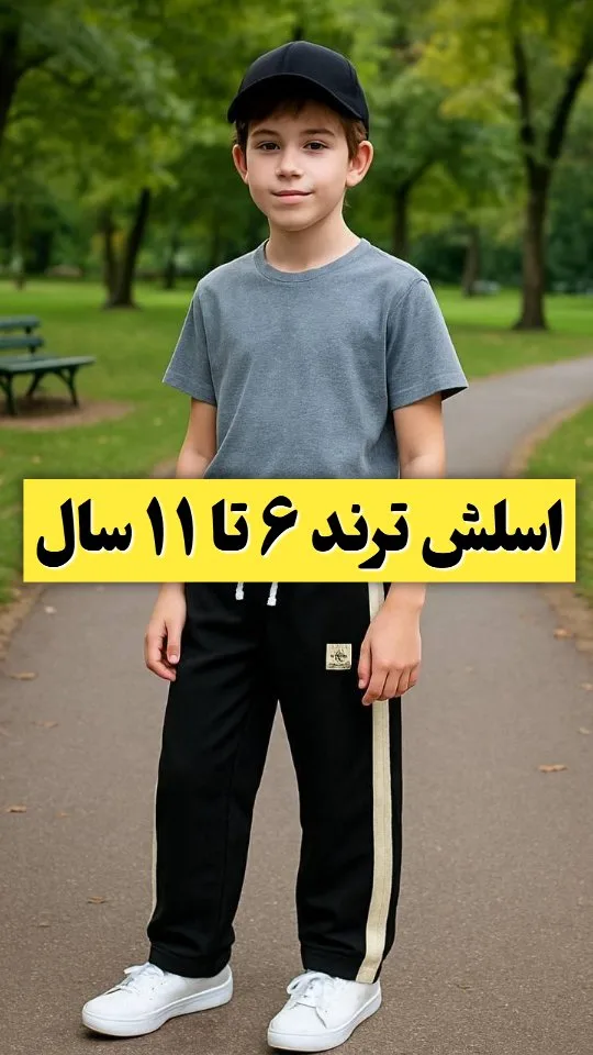 شلوار اسلش گلکسی بچگانه، رنگ خاکستری و مشکی، جنس پارچه، تیشرت یقه گرد و شلوار