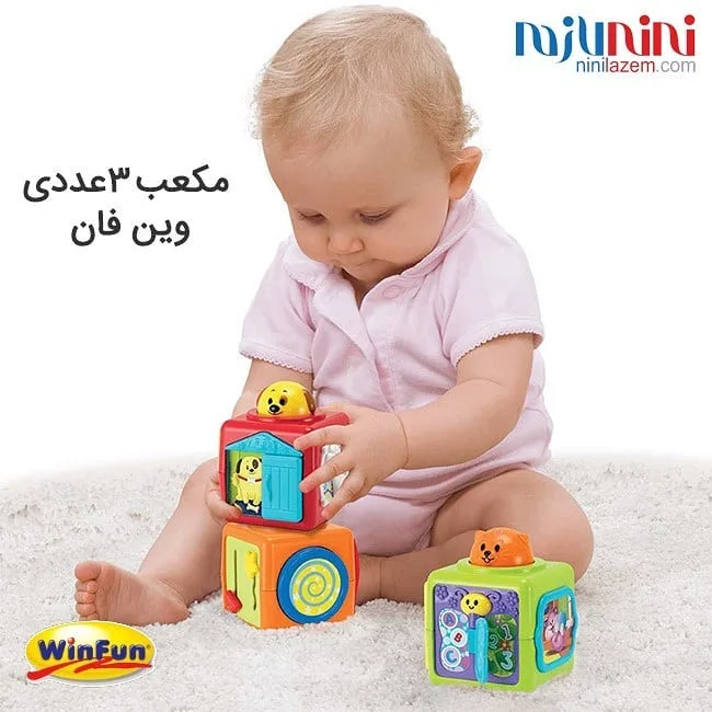 مکعب آموزشی ۳ عددی وین فان، رنگ قرمز، زرد، سبز و آبی، جنس پلاستیک، طرح شخصیت کارتونی