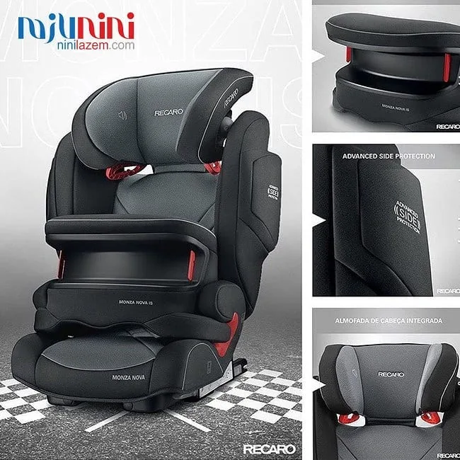 صندلی ماشین کودک مدل Monza Nova IS ریکارو، رنگ مشکی و خاکستری، جنس پارچه و پلاستیک، صندلی ماشین ایزوفیکس