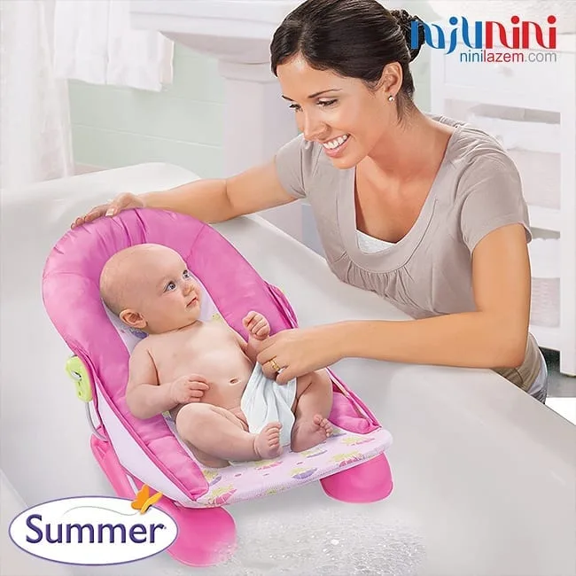 آسان شور نوزاد Summer، رنگ صورتی و سفید، جنس پلاستیک و پارچه، صندلی حمام نوزاد