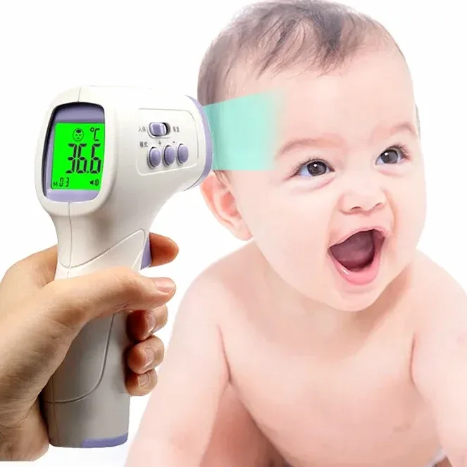 تب سنج دیجیتالی لیزری، رنگ سفید، جنس پلاستیک، غیرتماسی، مادون قرمز