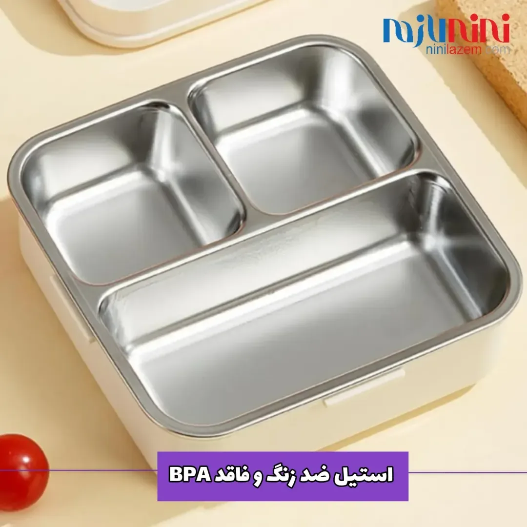 ظرف لانچ باکس استیل طرح گربه — عکس ۴