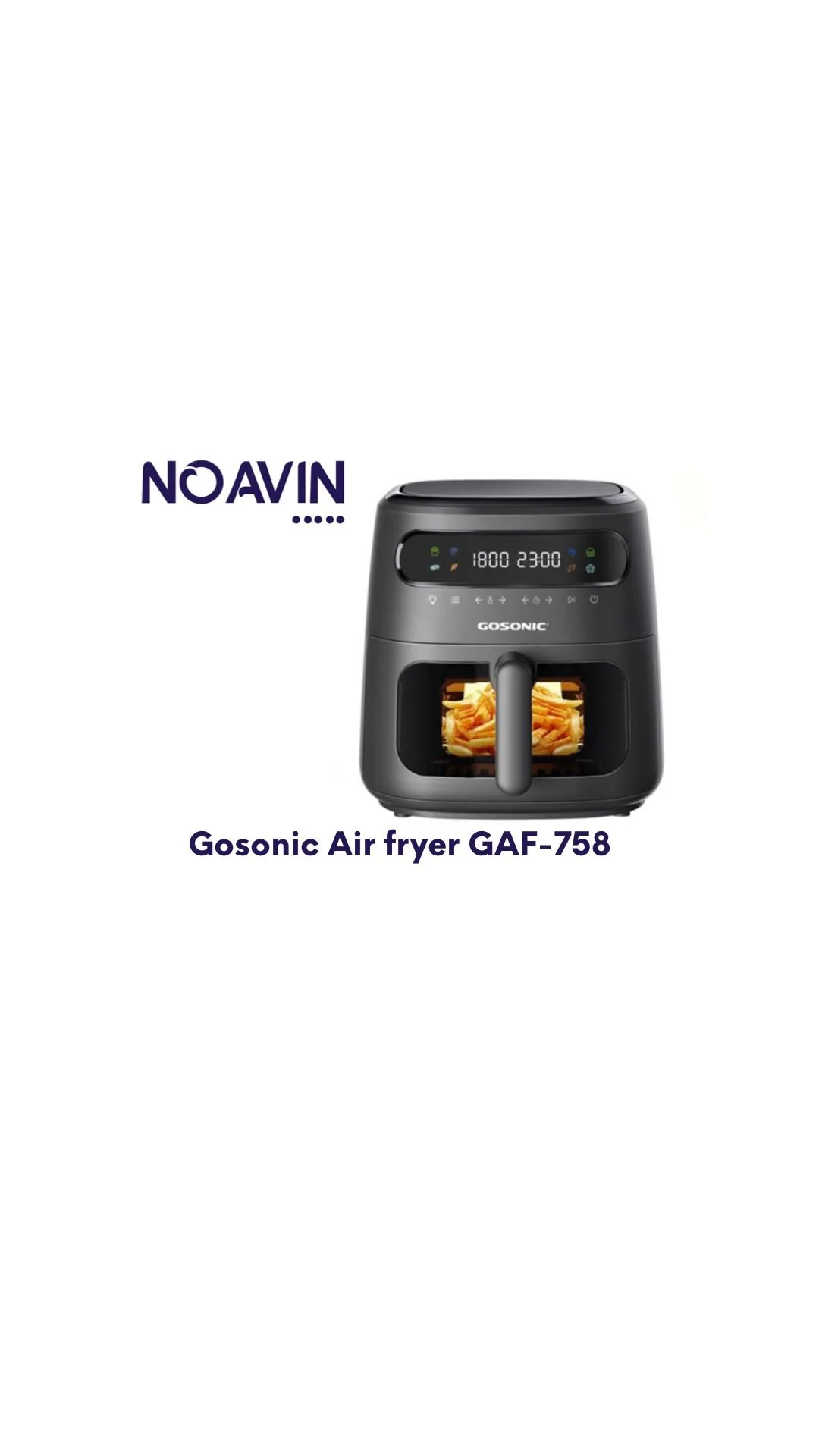 سرخکن بدون روغن GAF-758، رنگ مشکی، جنس پلاستیک و فلز، دیجیتال