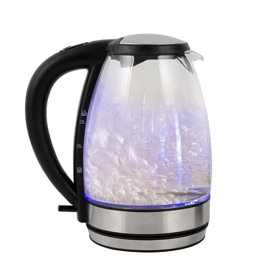 کتری برقی پیرکس زیلان، رنگ مشکی، شفاف و نقره‌ای، جنس شیشه، پلاستیک و فلز، شیشه‌ای