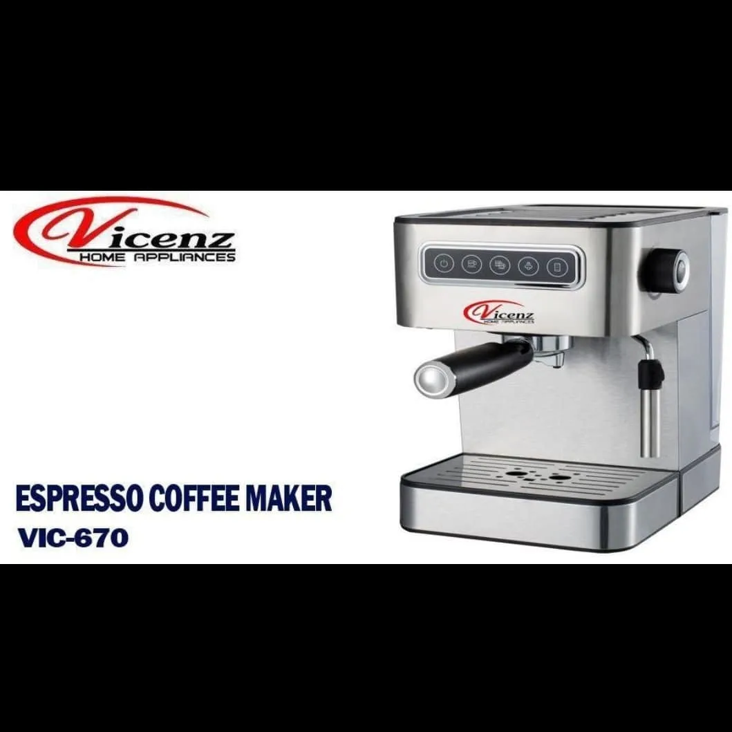اسپرسوساز VIC-670 ویکنز، رنگ نقره‌ای و مشکی، جنس فلز و پلاستیک، خانگی، دستی