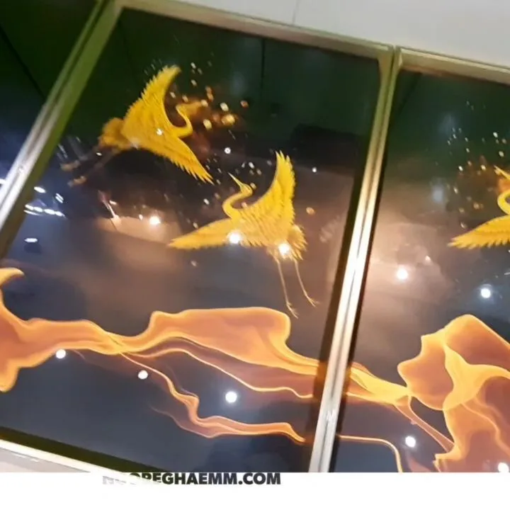 تابلو دکوراتیو ۶۰×۹۰، رنگ طلایی و مشکی، مستطیل دیواری