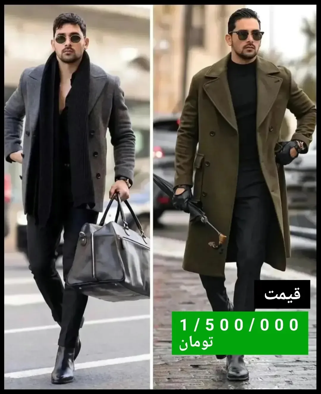 پالتو خز، رنگ خاکستری و زیتونی، بلند، یقه انگلیسی، آستین بلند