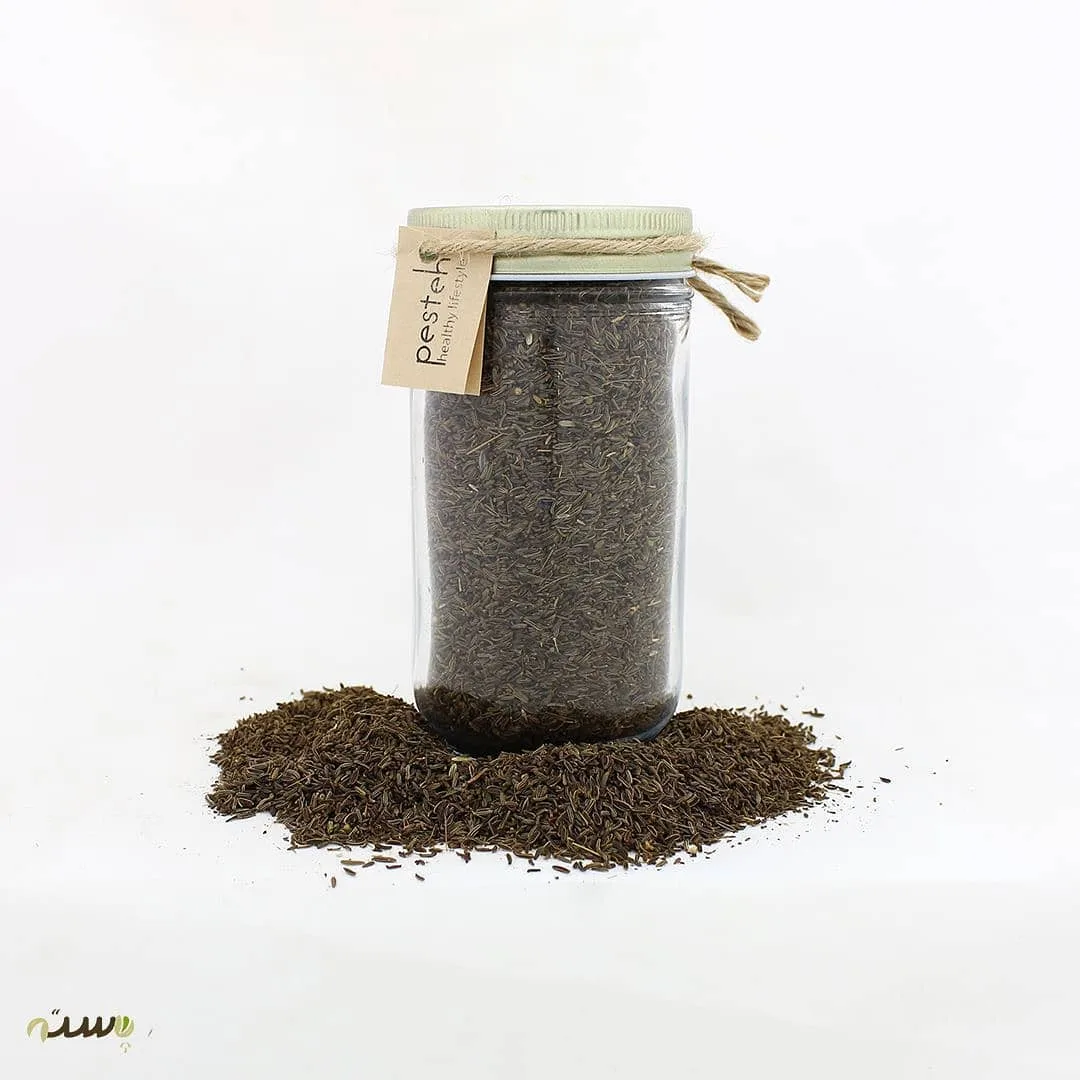 زیره سیاه، رنگ قهوه‌ای تیره، شیشه استوانه‌ای