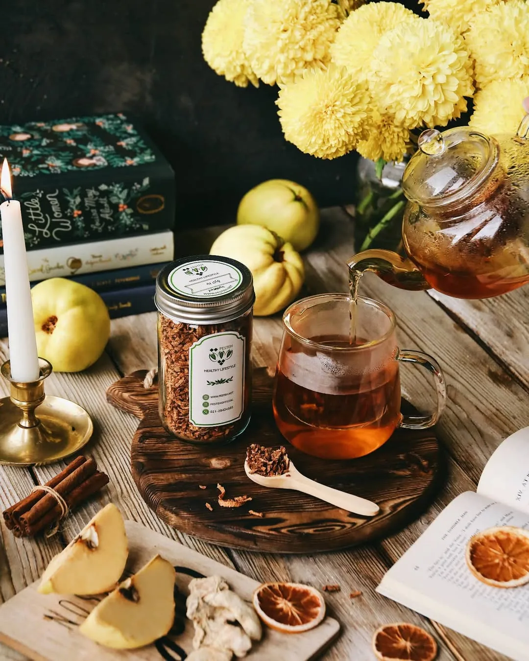 دمنوش چای سیب پسته