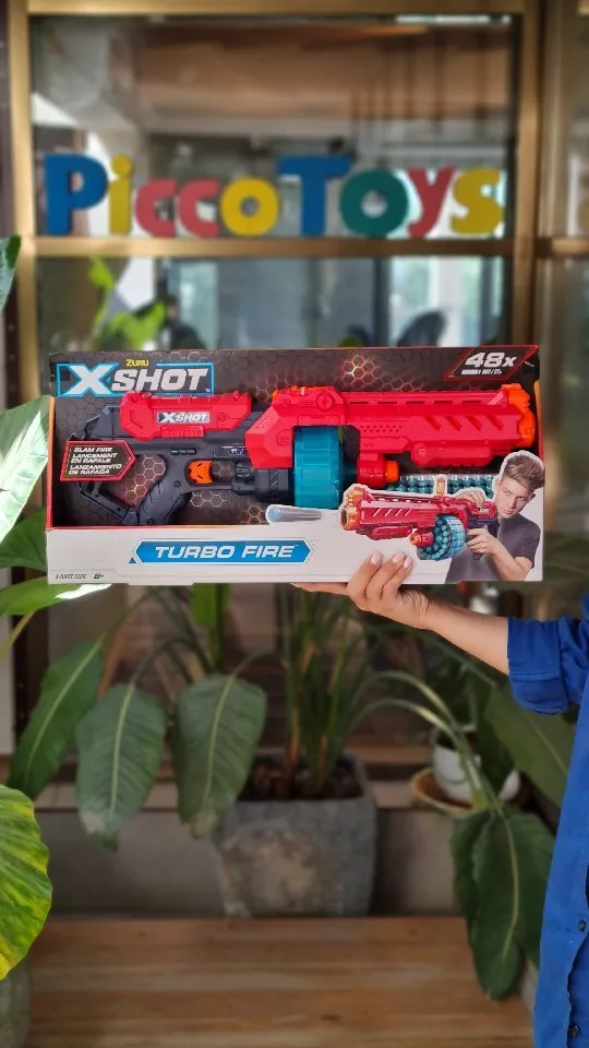 تفنگ اسباب‌بازی مدل TURBO FIRE X-Shot، رنگ قرمز، آبی و مشکی، جنس پلاستیک، مدل Turbo Fire