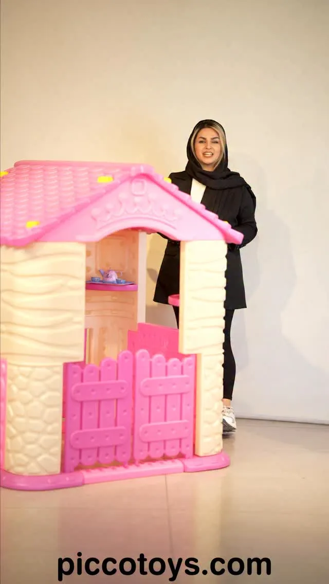 کلبه بازی کودک، رنگ صورتی و سفید، جنس پلاستیک