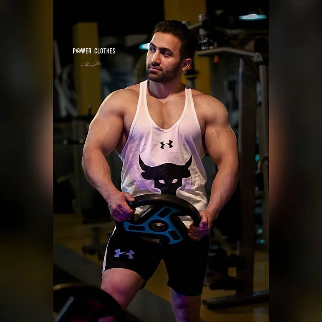 ست رکابی و شلوارک ورزشی مردانه، رنگ سفید، مشکی و آبی، رکابی و شلوارک کوتاه
