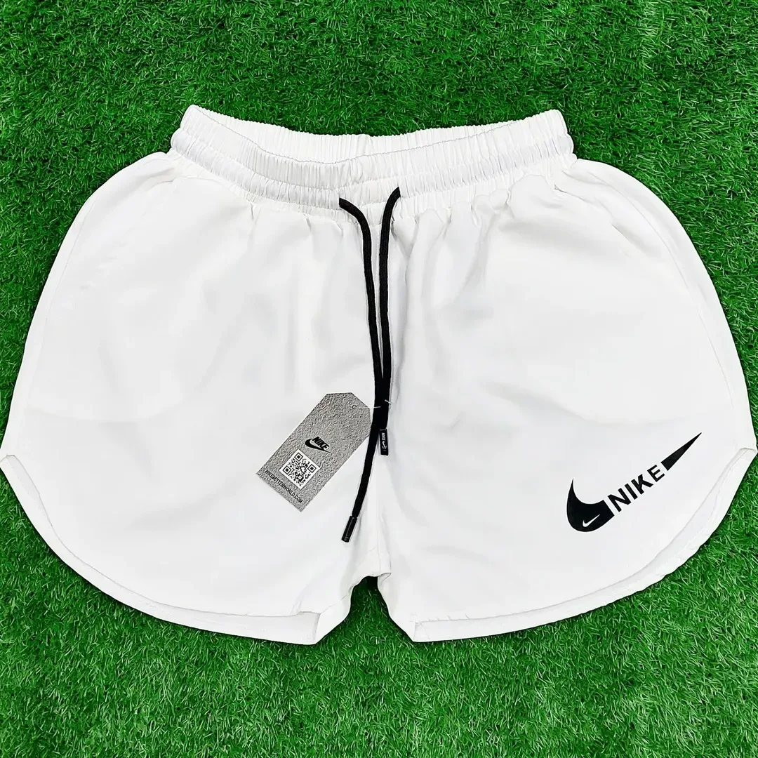 شلوارک ورزشی مردانه Nike، رنگ سفید و مشکی، شلوارک کوتاه بنددار