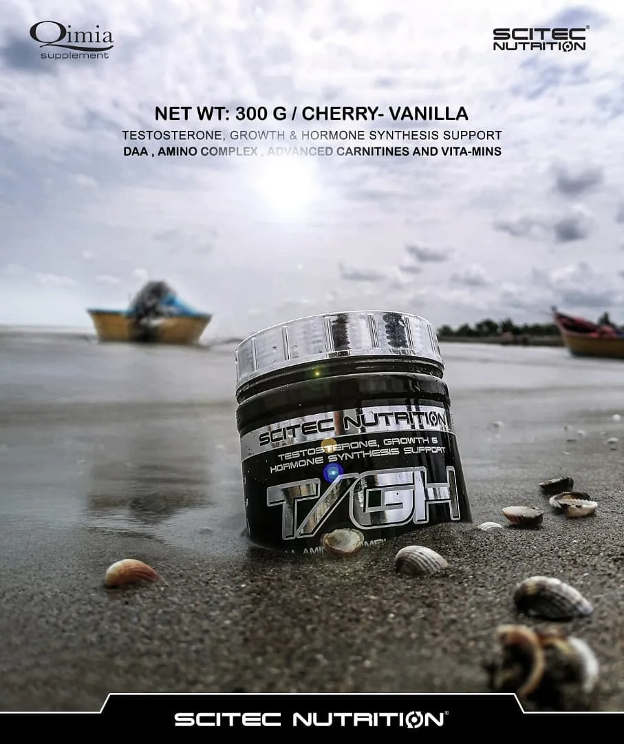 مکمل تی/جی‌اچ Scitec Nutrition، رنگ مشکی و نقره‌ای، جنس پلاستیک، ظرف پلاستیکی درب‌دار