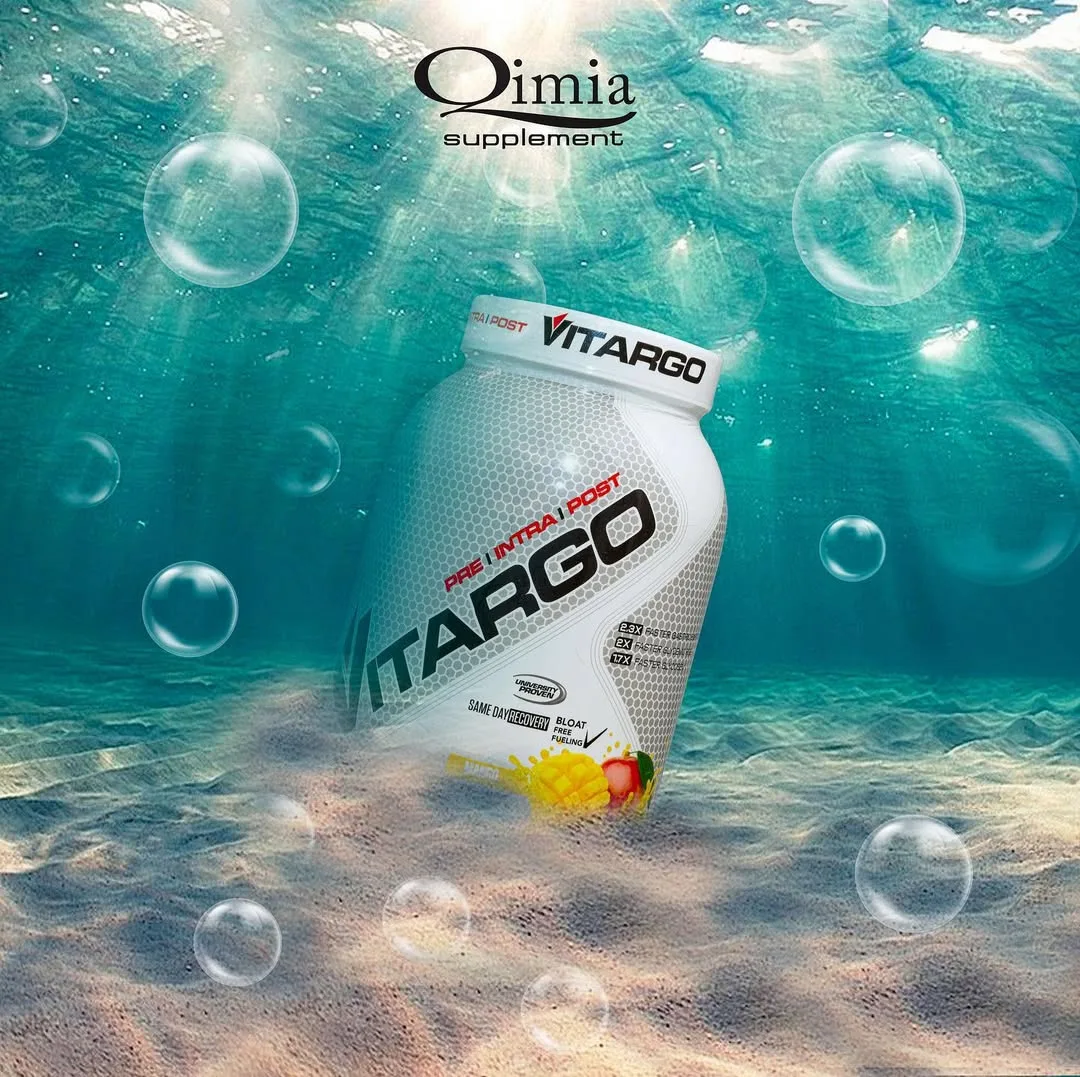 مکمل کربوهیدرات ویتارگو Vitargo، رنگ سفید و سبز، جنس پلاستیک، قوطی استوانه‌ای دردار