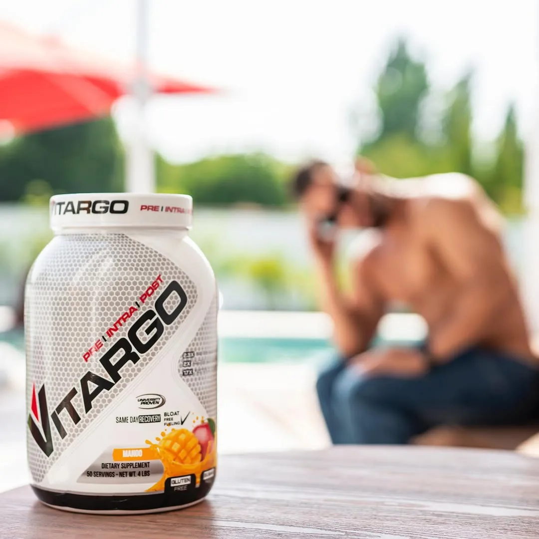 مکمل کربوهیدرات ویتارگو Vitargo، رنگ سفید، سیاه و نارنجی، جنس پلاستیک، استوانه‌ای درب‌دار