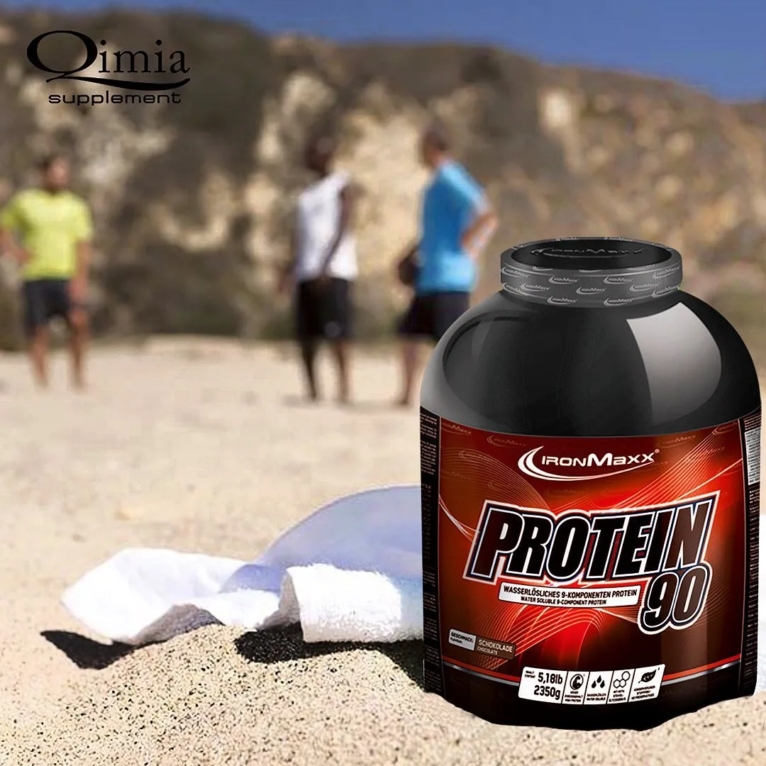 پروتئین ۹۰ ۲۳۵۰ گرمی IRONMaxx، رنگ مشکی و قرمز، جنس پلاستیک، ظرف پودر