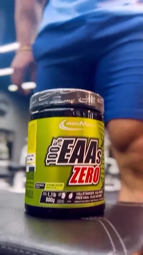 مکمل آمینو EAAs Zero IronMaxx، رنگ زرد و مشکی، جنس پلاستیک، ظرف جار