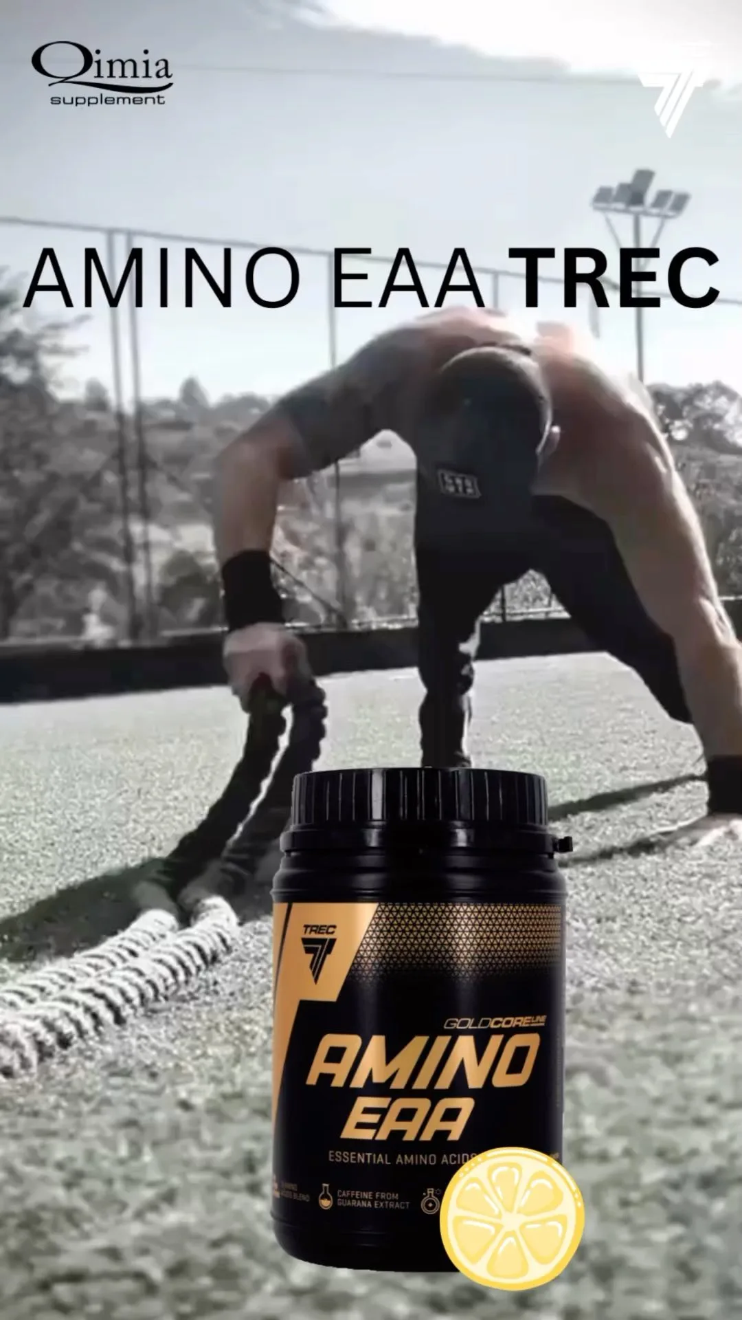 مکمل Amino EAA TREC، رنگ مشکی و طلایی، جنس پلاستیک، ظرف پودر
