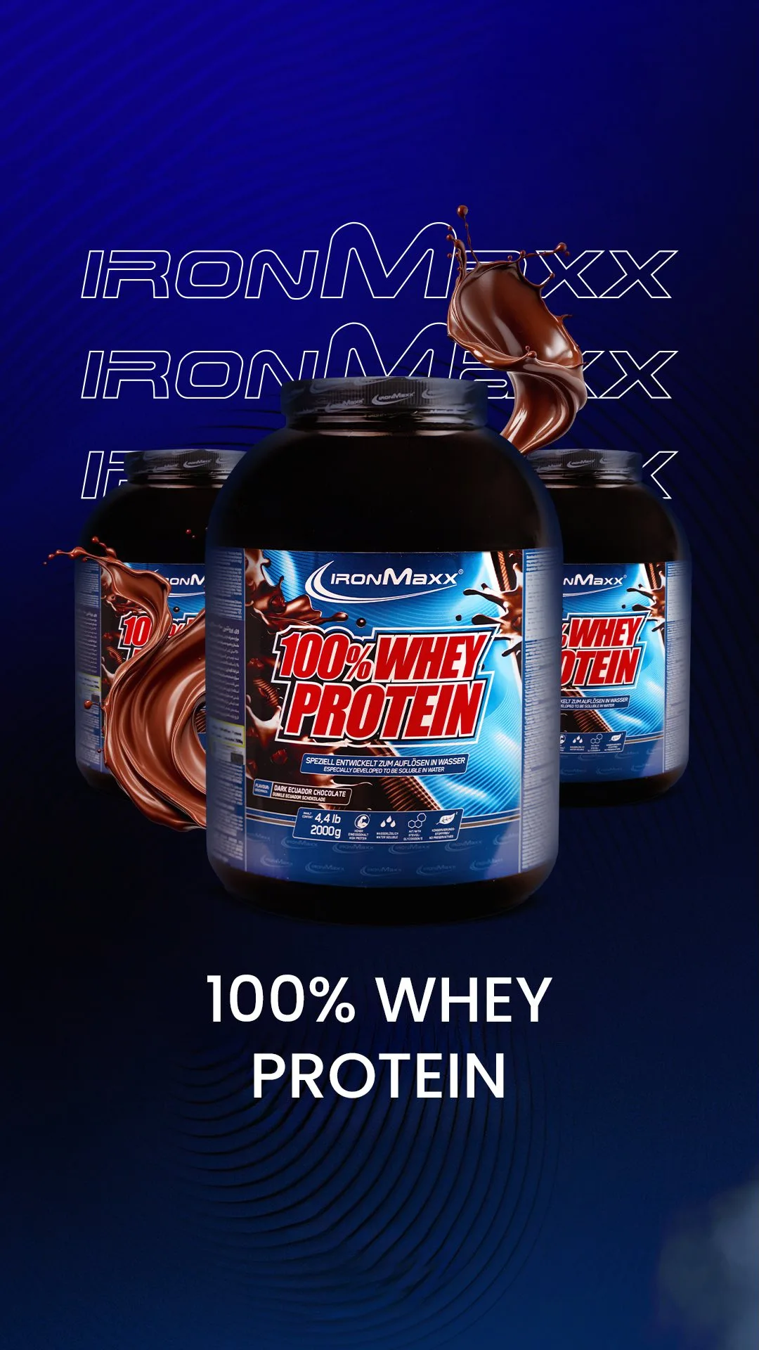 پروتئین وی ۱۰۰٪ با تکه‌های شکلات تلخ IRONMAXX